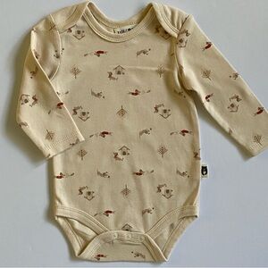 Rabbit and Bear Shirt 6 9 Months Dogs Dachshunds Snap Top Long Sleeve EUC Beige